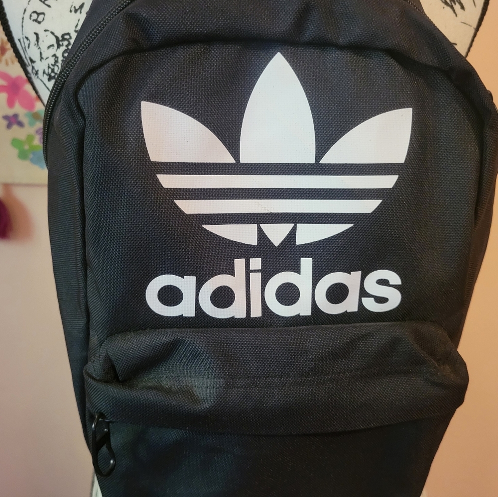 Adidas Trefoil Black and White Unisex Mini Backpack, EUC, 12H X 8W - Picture 7 of 13